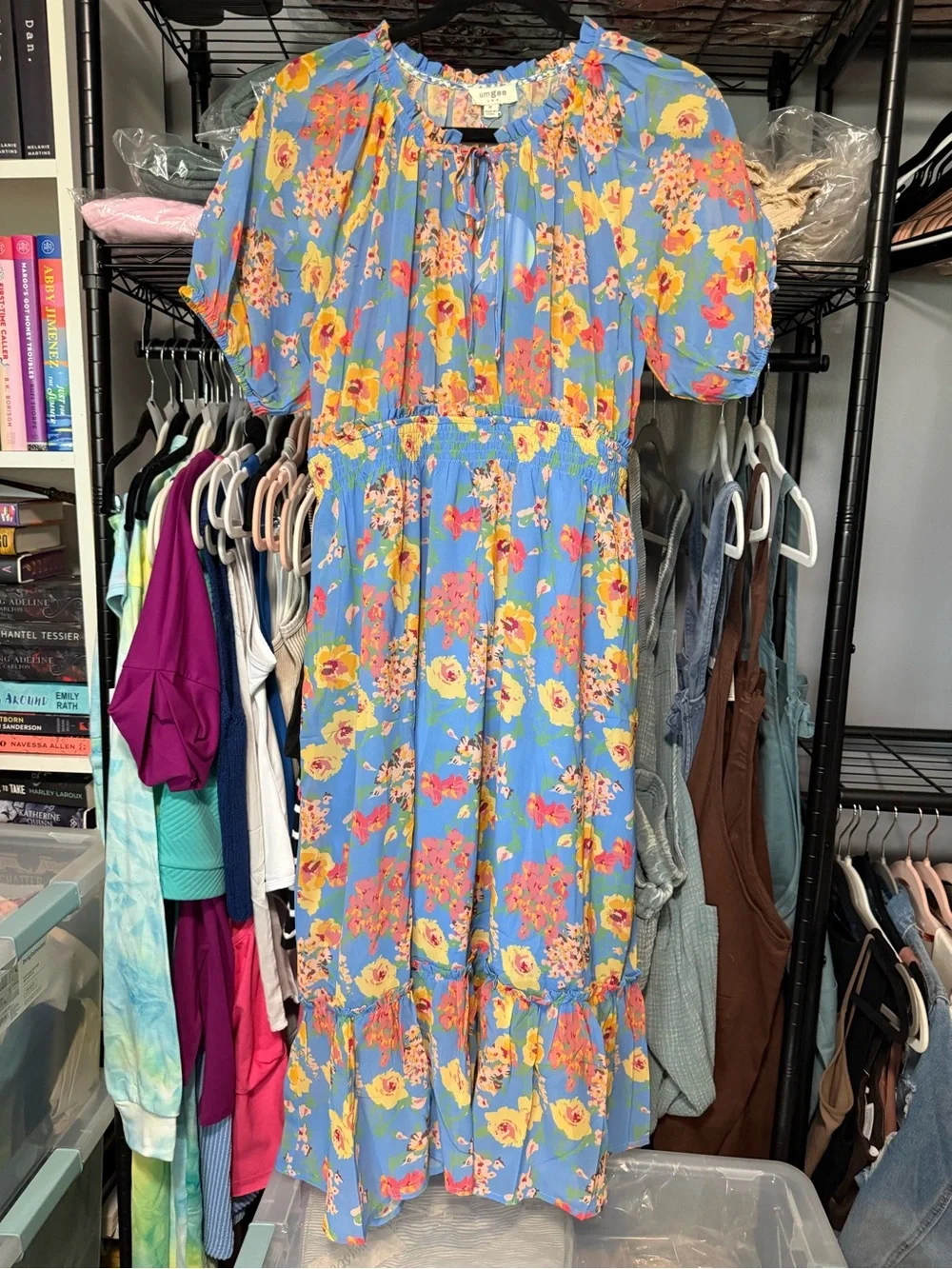 Umgee Floral Cottagecore Midi Dress Medium - Picture 2 of 4